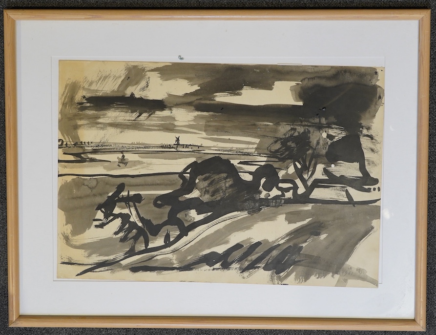 David Smith (British, 1930-1999), 'Breydon Water, Norfolk', ink and wash on paper, 39 x 56cm